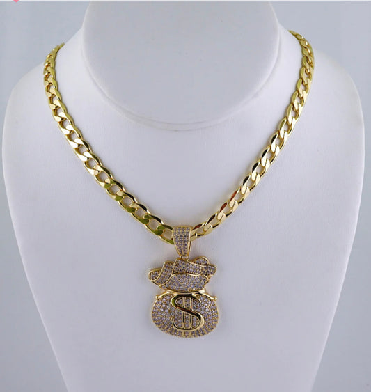 Necklace cubana bolsa dinero